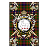 Cochrane Modern Tartan Crest Black Garden Flag - Gold Thistle Style