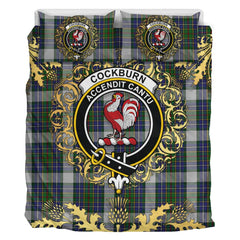 Cockburn of Ormiston Tartan Crest Bedding Set - Golden Thistle Style