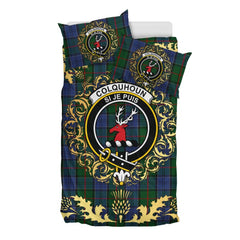 Colquhoun 01 Tartan Crest Bedding Set - Golden Thistle Style