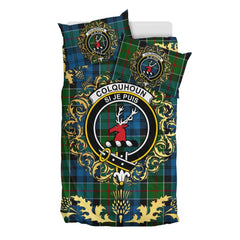 Colquhoun 02 Tartan Crest Bedding Set - Golden Thistle Style
