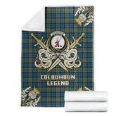 Colquhoun Ancient Tartan Gold Courage Symbol Blanket