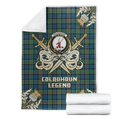 Colquhoun Ancient Tartan Gold Courage Symbol Blanket