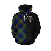 Colquhoun Modern Tartan Hoodie Half of Me - Cross Style