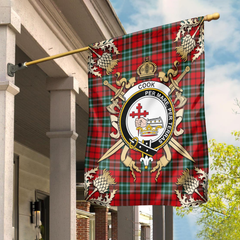 Cook Tartan Crest Black Garden Flag - Gold Thistle Style