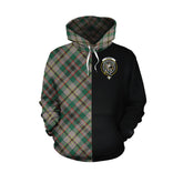 Craig Ancient Tartan Hoodie Half of Me - Cross Style