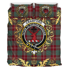 Crawford Modern Tartan Crest Bedding Set - Golden Thistle Style