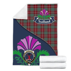 Crawford Tartan Crest Premium Blanket - Thistle Style