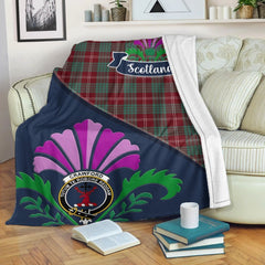 Crawford Tartan Crest Premium Blanket - Thistle Style