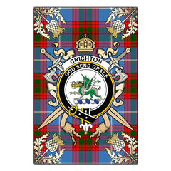 Crichton Tartan Crest Black Garden Flag - Gold Thistle Style