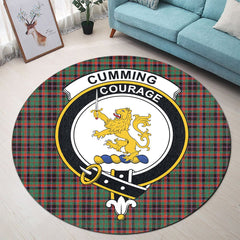 Cumming Hunting Ancient Tartan Crest Round Rug