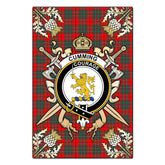 Cumming Modern Tartan Crest Black Garden Flag - Gold Thistle Style