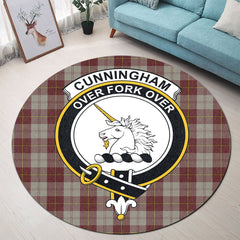 Cunningham Burgundy Dancers Tartan Crest Round Rug