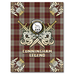 Cunningham Burgundy Dancers Tartan Gold Courage Symbol Blanket
