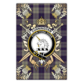 Cunningham Dress Blue Dancers Tartan Crest Black Garden Flag - Gold Thistle Style