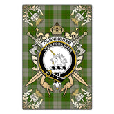 Cunningham Dress Green Dancers Tartan Crest Black Garden Flag - Gold Thistle Style