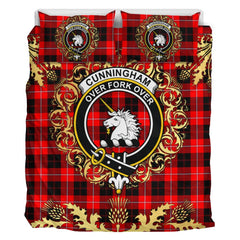 Cunningham Modern Tartan Crest Bedding Set - Golden Thistle Style