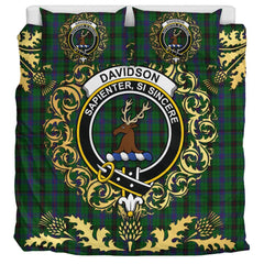 Davidson Tartan Crest Bedding Set - Golden Thistle Style