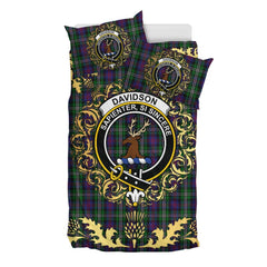 Davidson Double Tartan Crest Bedding Set - Golden Thistle Style