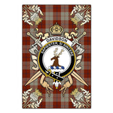 Davidson Dress Dancers Tartan Crest Black Garden Flag - Gold Thistle Style