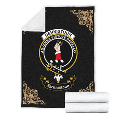 Dennistoun Crest Tartan Premium Blanket Black