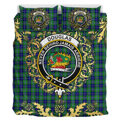 Douglas 01 Tartan Crest Bedding Set - Golden Thistle Style