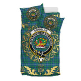 Douglas Ancient Tartan Crest Bedding Set - Golden Thistle Style