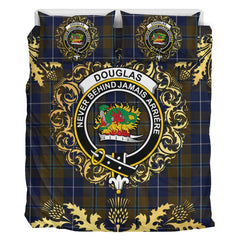 Douglas Brown Tartan Crest Bedding Set - Golden Thistle Style