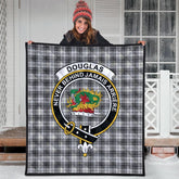 Douglas Grey Modern Tartan Crest Quilt