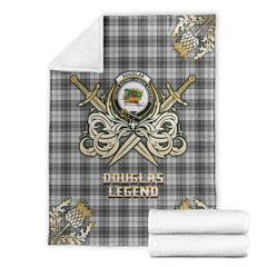 Douglas Grey Modern Tartan Gold Courage Symbol Blanket