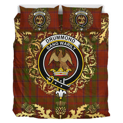 Drummond Tartan Crest Bedding Set - Golden Thistle Style
