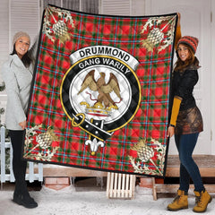 Drummond of Perth Tartan Crest Premium Quilt - Gold Thistle Style
