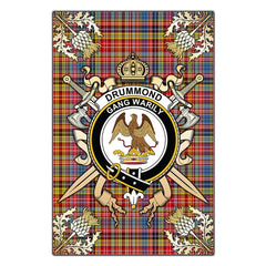 Drummond of Strathallan Tartan Crest Black Garden Flag - Gold Thistle Style
