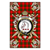 Dunbar Modern Tartan Crest Black Garden Flag - Gold Thistle Style