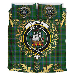 Duncan of Sketraw Tartan Crest Bedding Set - Golden Thistle Style