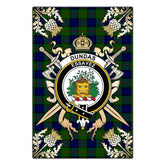 Dundas Modern Tartan Crest Black Garden Flag - Gold Thistle Style