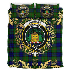 Dundas Modern Tartan Crest Bedding Set - Golden Thistle Style