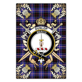 Dunlop Modern Tartan Crest Black Garden Flag - Gold Thistle Style