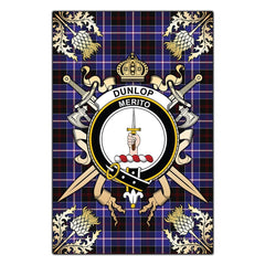 Dunlop Modern Tartan Crest Black Garden Flag - Gold Thistle Style