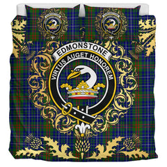 Edmonstone of Duntreath Tartan Crest Bedding Set - Golden Thistle Style