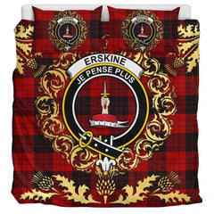 Erskine Paton Tartan Crest Bedding Set - Golden Thistle Style