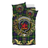 Farquharson Tartan Crest Bedding Set - Golden Thistle Style