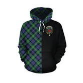 Farquharson Ancient Tartan Hoodie Half of Me - Cross Style