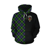 Farquharson Modern Tartan Hoodie Half of Me - Cross Style