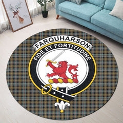 Farquharson Weathered Tartan Crest Round Rug