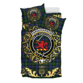 Farquharson or MacEwen Tartan Crest Bedding Set - Golden Thistle Style