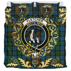 Fletcher of Dunans Tartan Crest Bedding Set - Golden Thistle Style