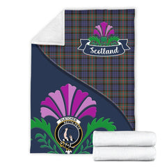 Fletcher Tartan Crest Premium Blanket - Thistle Style