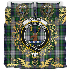 Forbes Dress Tartan Crest Bedding Set - Golden Thistle Style