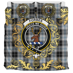 Forbes Dress Originaux Tartan Crest Bedding Set - Golden Thistle Style
