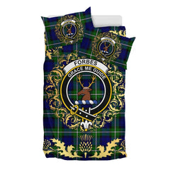 Forbes Modern Tartan Crest Bedding Set - Golden Thistle Style